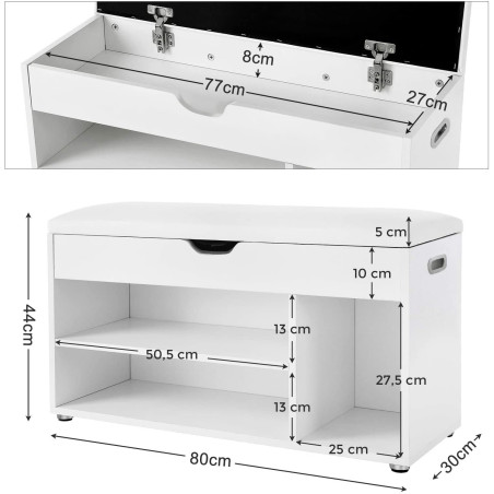 Raft Pantofi, Alb, 80 x 30 x 44 cm-01