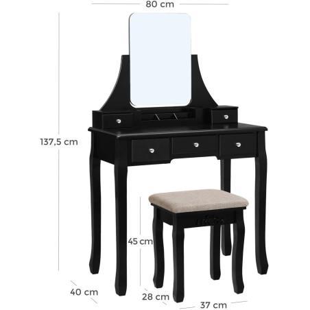 Masa Toaleta Belle Negru , 80 x 40 x 137.5 cm-01