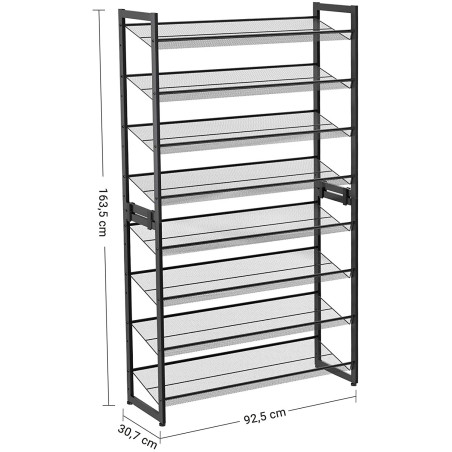 Raft Pantofi Steel , Negru, 92.5x30.7x163.5 Cm-01