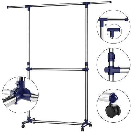 Cuier Garmint Cu Rotile, Inox, 19.29 x 113 x 44.49 Cm-01