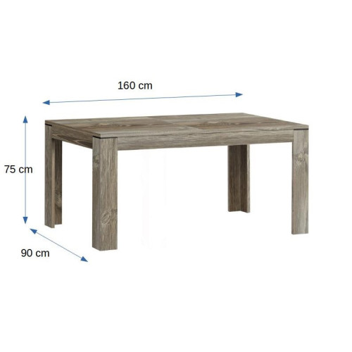 Masa Norvina, Extensibila, Gri & Alb Argintiu, 160/206 x 90 x 75 Cm-01