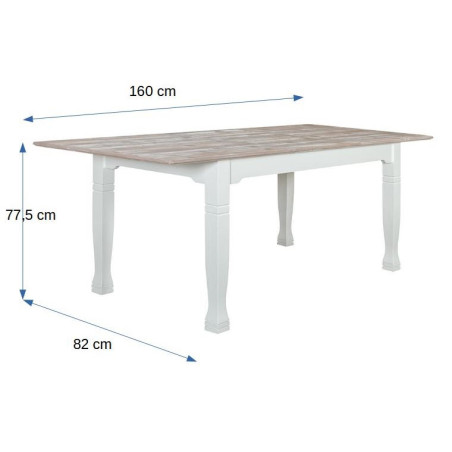 Masa Ext. Cortina, Alb & Miere, 160/205 x 82 x 77,5 Cm-01