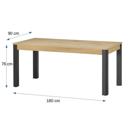 Masa Tulsa, Extensibila, Smoked Oak & Negru, Furnir Din Lemn Masiv, 180/280 x 90 x 76.5 Cm-01