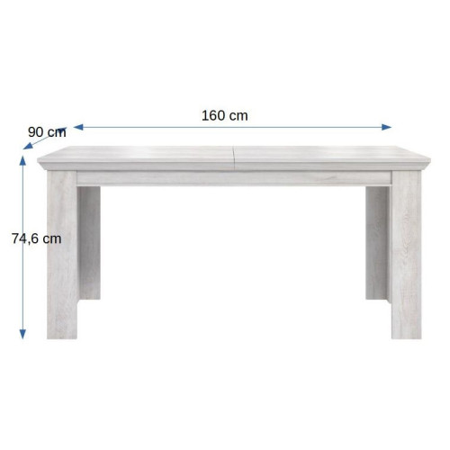 Masa Kashmir, Extensibila, Alb Antic, 160/205 x 75 x 90 Cm-01