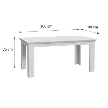 Masa Encanto, Extensibila, Pin Alb, 160/205 x 75 x 90 Cm-01