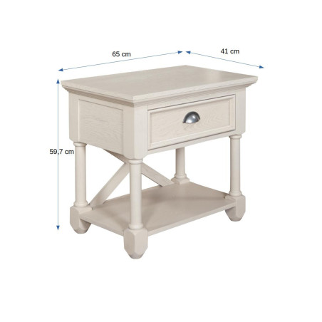 Noptiera Franceska, 1Sertar, Crem, 65 x 41 x 60 Cm-01