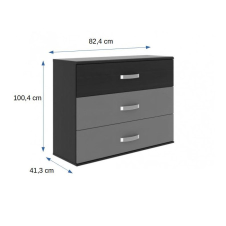 Comoda Delice, Negru & Gri, 100 x 82 x 41 Cm-01