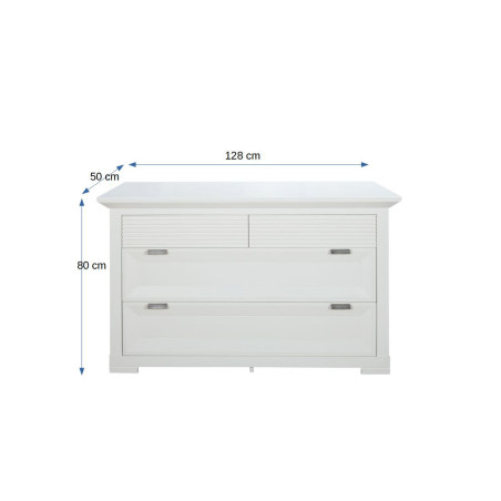 Comoda 4Sertare Verona Bianco, Alb, 125,8 x 50,2 x 80 Cm-01