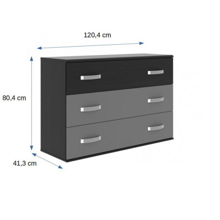 Comoda Delice, Negru & Gri, 120 x 82 x 41 Cm-01