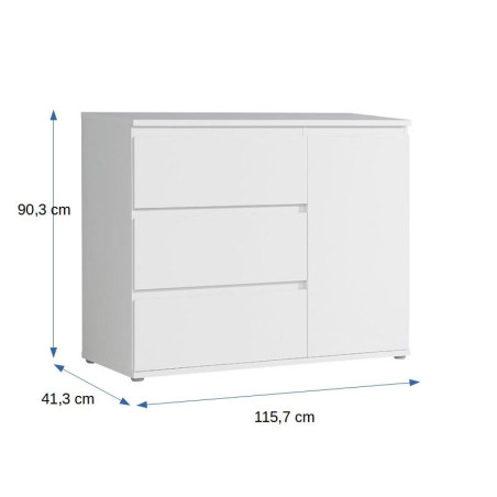 Comoda Downtown, Alb, 90 x 115.5 x 41 Cm-01