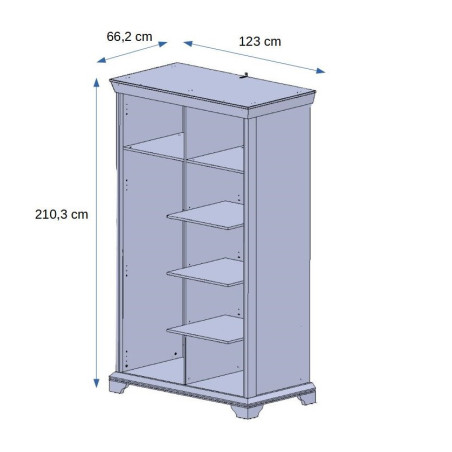 Dulap Kashmir, Alb Antic, 123 x 62 x 210 Cm-01