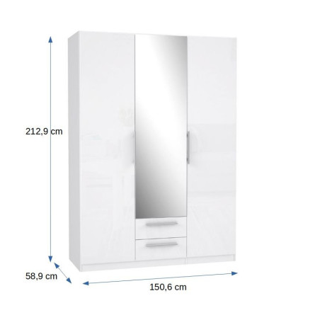 Dulap 3U Cadixo, alb lucios, 1506 x 2129 x 589 mm.-01