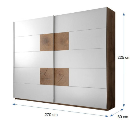 Dulap Castello, Usi Culisante, Alb & Stejar Salbatic, 270 x 225 x 60 Cm-01