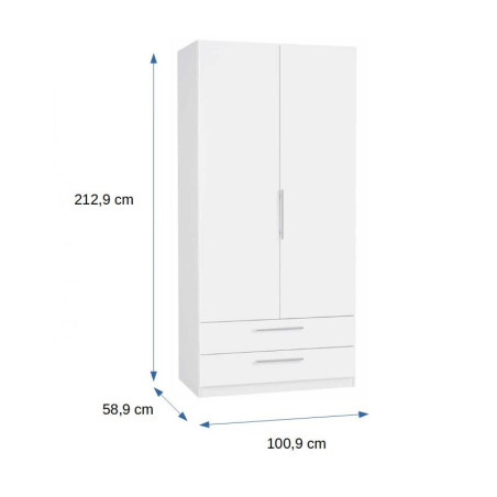 Dulap 2U2S Cadixo, Alb lucios, 1009 x 2129 x 589 mm.-01