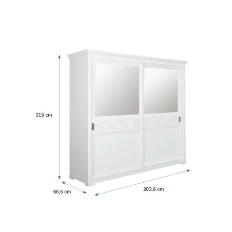 Dulap Dormitor Verona Bianco, Alb, 219 x 66,5 x 203,6 Cm-01