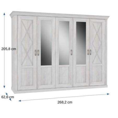 Dulap Kashmir, 5Usi, Alb, 206 x 62.5 x 268 Cm-01