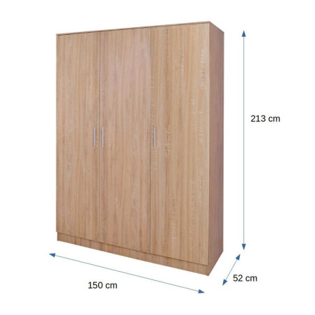 Dulap Calista 3U, Natur, 1500 x 520 x 2130 mm.-01