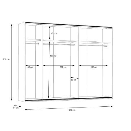 Dulap Olinda,Alb Si Stejar Artisan, 269,9 X 61,2 X 210,5 cm-01