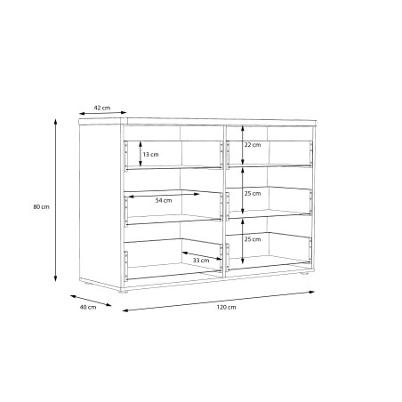 Comoda Olinda, Alb Si Stejar Artisan, 120,1 X 42 X 81,8 cm-01