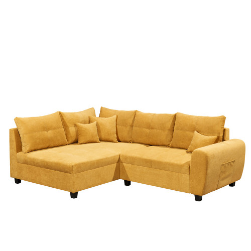 Coltar Extensibil Lena, Stanga, Galben, 248 x 87 x 176 cm-01