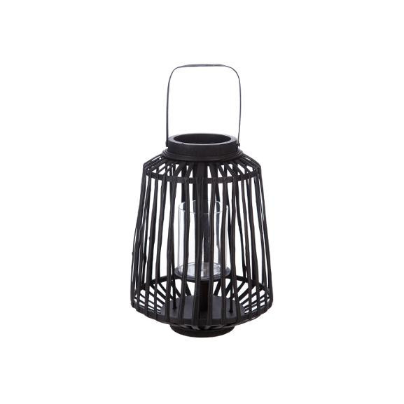 Felinar Rattan Negru H35 cm