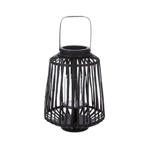 Felinar Rattan Negru H35 cm