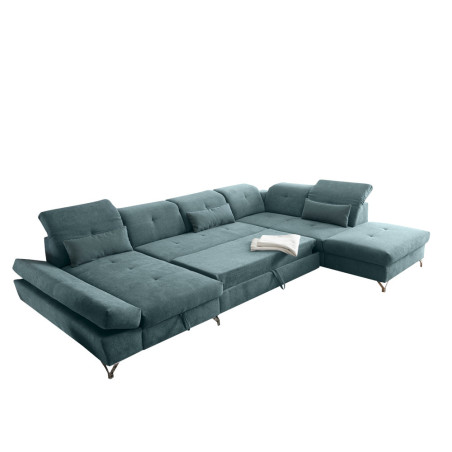 Coltar Extensibil U Meli, Dreapta, Cu Lada, Verde, 96 x 245 x 350 Cm-01