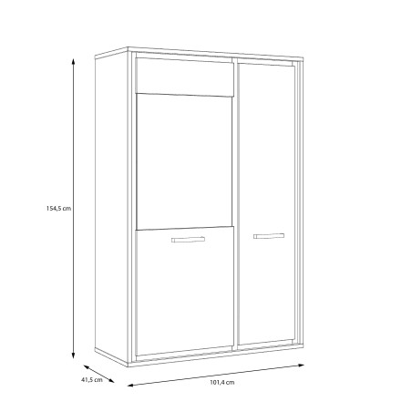 Vitrina Joasa Rigmor, Alb & Gri Argintiu, 154.5 x 41.5 x 101.5 Cm-01