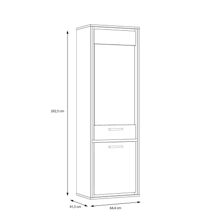 Vitrina Inalta Rigmor, Alb & Gri Argintiu, 202.5 x 41.5 x 64.5 Cm-01