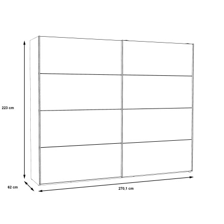 Dulap 2 Usi Culisante + 2 Oglinzi Olivier, 270,1 x 62 x 223 cm-01