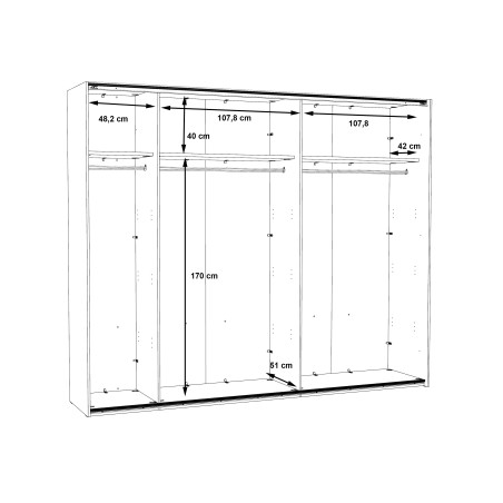 Dulap 2 Usi Culisante + 2 Oglinzi Olivier, 270,1 x 62 x 223 cm-01