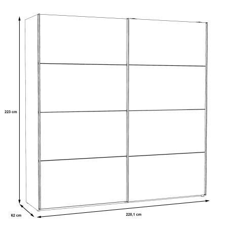 Dulap Olivier, 2Usi Culisante&2Oglinzi, Alb, 223 x 62 x 220 Cm-01