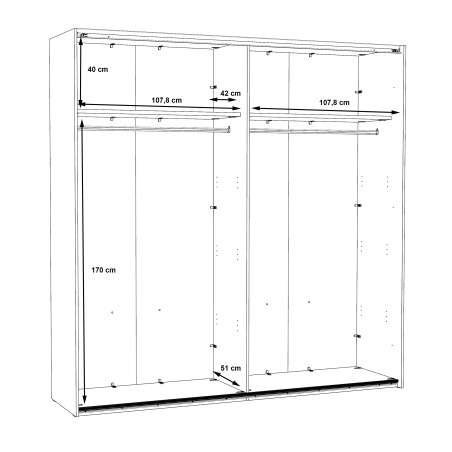 Dulap Olivier, 2Usi Culisante&2Oglinzi, Alb, 223 x 62 x 220 Cm-01