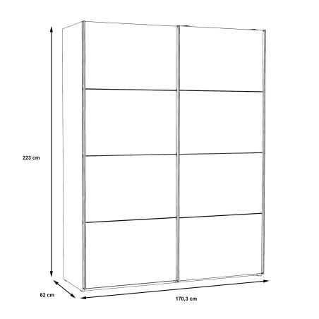 Dulap 2 Usi Culisante + 2 Oglinzi Olivier, 170,3 x 62 x 223 cm-01