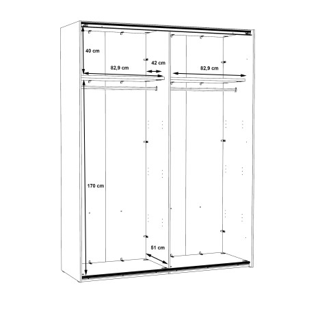 Dulap 2 Usi Culisante + 2 Oglinzi Olivier, 170,3 x 62 x 223 cm-01