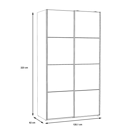 Dulap Olivier, 2Usi + 2Oglinzi, Alb, 223 x 62 x 120 Cm-01