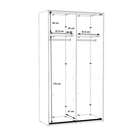 Dulap Olivier, 2Usi + 2Oglinzi, Alb, 223 x 62 x 120 Cm-01