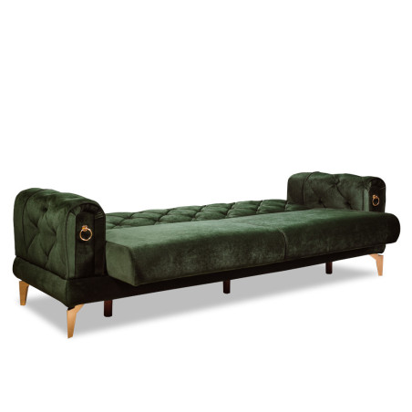 Canapea 3L Extensibila Zelitra, Verde, 84 x 90 x 229 Cm-01