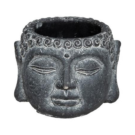 Ghiveci Cap Buddha H9 cm Gri Inchis-01