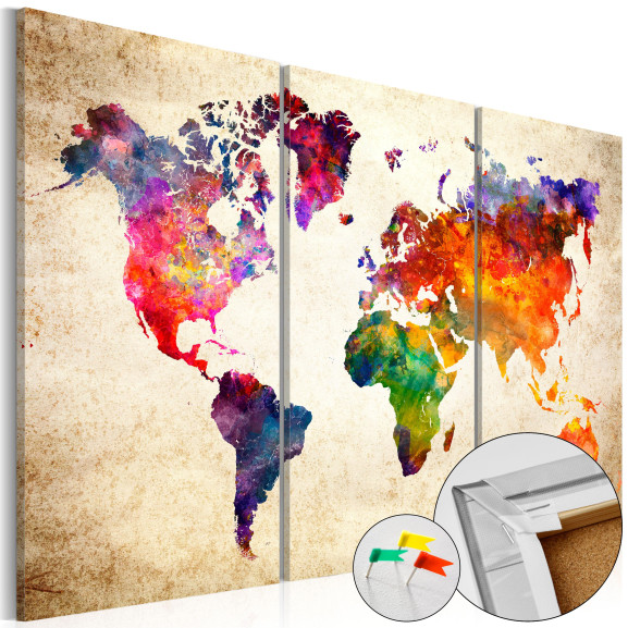 Tablou din plută Corkboard Map in Watercolor