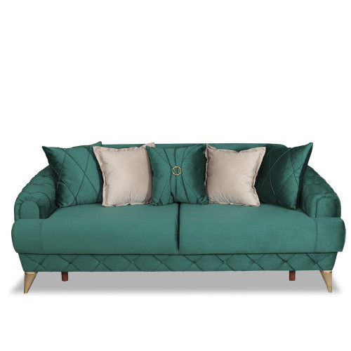 Canapea Extensibila 3L, Glamour Verde, 220 x 94 x 86 Cm-01