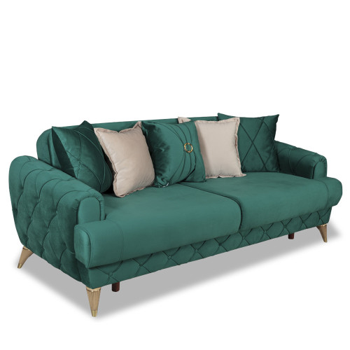 Canapea Extensibila 3L, Glamour Verde, 220 x 94 x 86 Cm-01