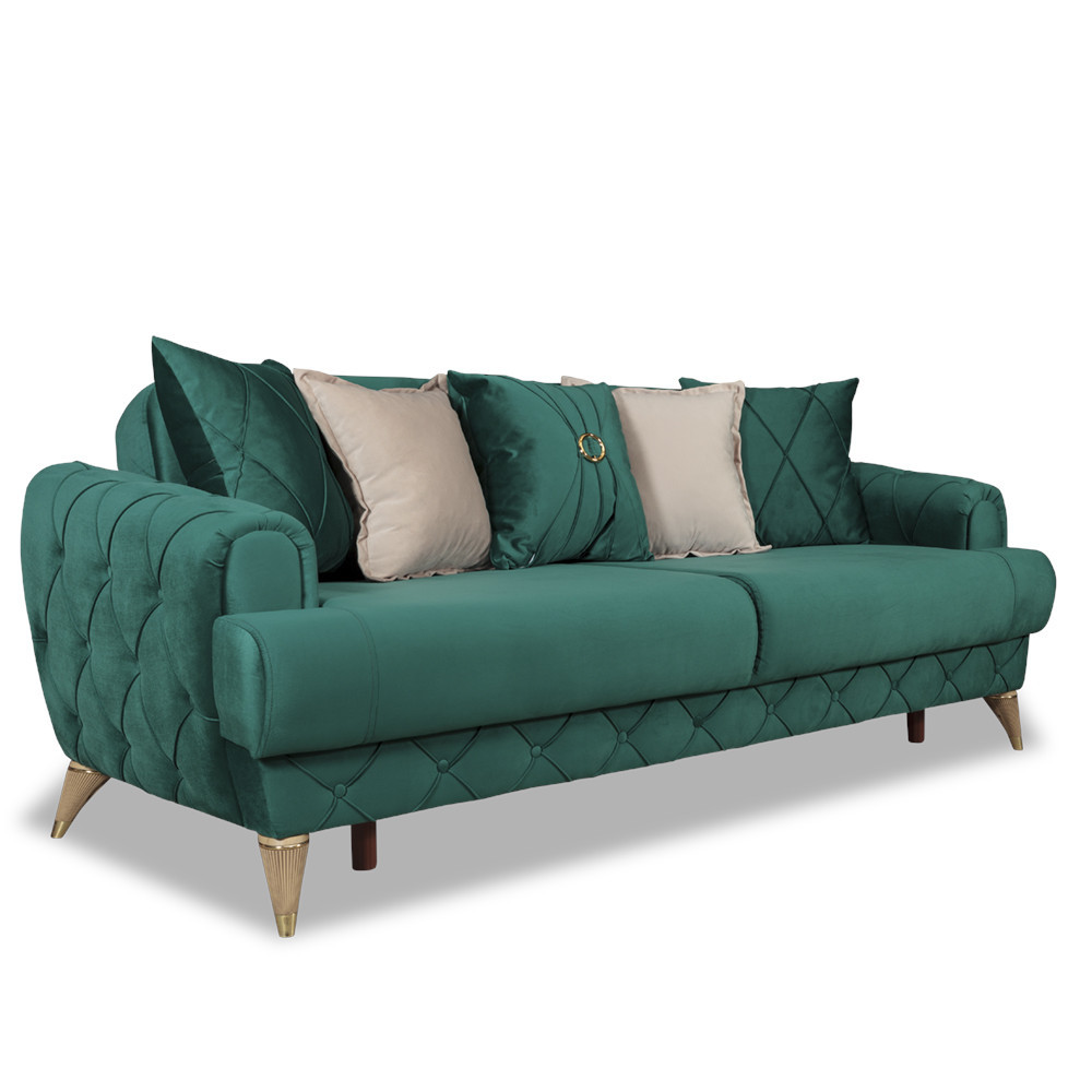 Canapea Extensibila 3L, Glamour Verde, 220 x 94 x 86 Cm