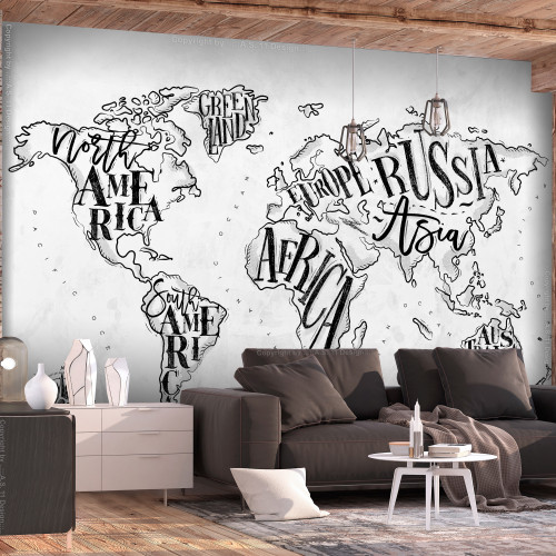 Fototapet Retro Continents (Grey)