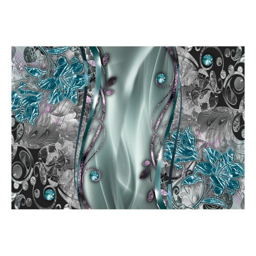 Fototapet autoadeziv Floral Curtain (Turquoise)