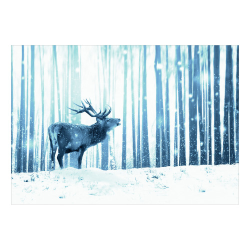 Fototapet autoadeziv Deer in the Snow (Blue)