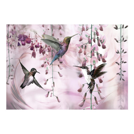 Fototapet autoadeziv Flying Hummingbirds (Pink)-01