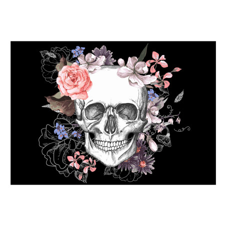 Fototapet autoadeziv Skull and Flowers-01