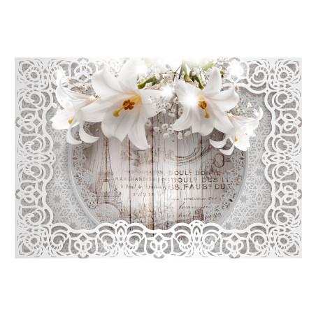 Fototapet autoadeziv Lilies and Wooden Background-01