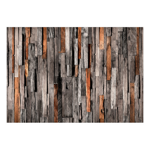 Fototapet autoadeziv Wooden Curtain (Grey and Brown)